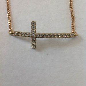 Forever 21 Rhinestoned Cross Charm Bracelet